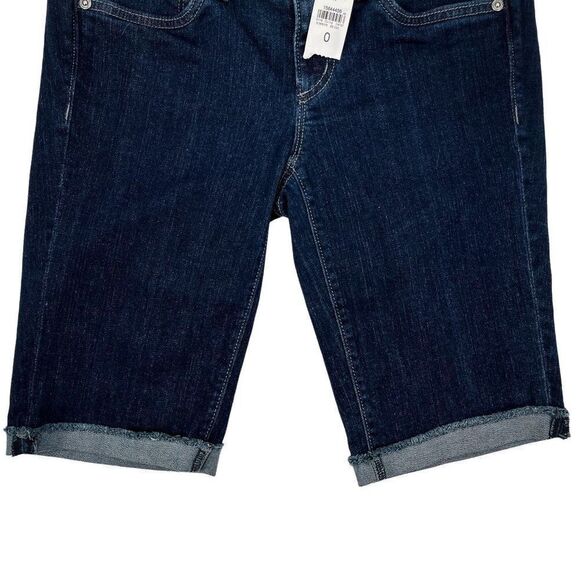 The Loft Bermuda Denim Dark Wash Jean Roll Up Shorts - Picture 6 of 10